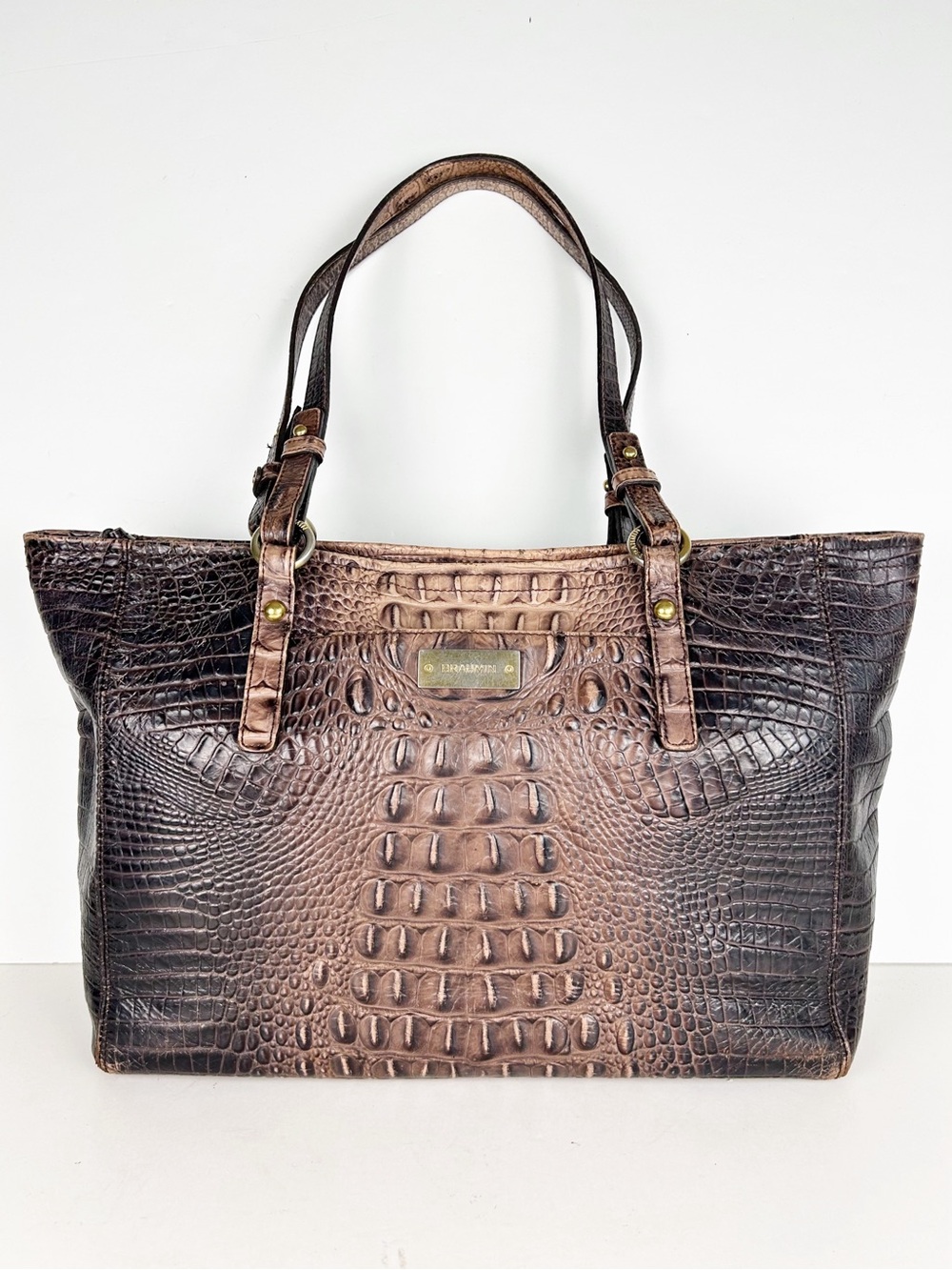 Brahmin Medium Asher Tote Toasted Barley Melbourne Brown Tan Leather Bag Purse